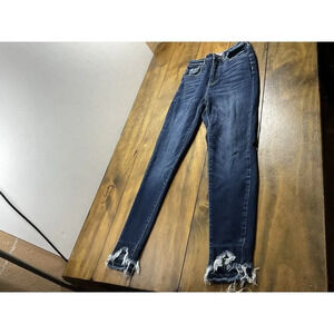 KANCAN Women’s Jeans Estilo Raw Hem Size 3/25 Blue 5-Pocket